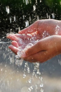 Hands and water