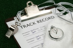 Track record on clip board 