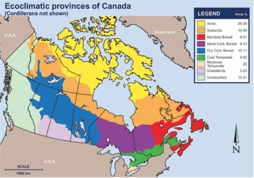 Природные зоны в пределах канады. Карта климатических зон Канады. Карта климатических поясов Канады. Климатическая карта Канады. Климатические зоны Канады.