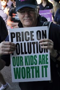 BRISBANE AUSTRALIA - MAY 2 : Labour day street march protesting climate change and a call for carbon pricing May 2 2011 in Brisbane Australia